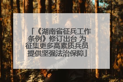 《湖南省征兵工作条例》修订出台 为征集更多高素质兵员提供坚强法治保障