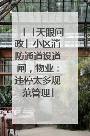 「天眼问政」小区消防通道设道闸，物业：违停太多规范管理