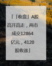 「收盘」A股高开高走，两市成交12864亿元，4120股收涨
