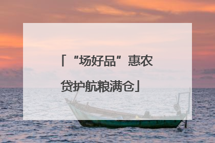 “场好品”惠农贷护航粮满仓