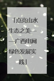 点亮山水生态之美——广西电网绿色发展实践