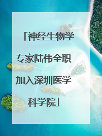 神经生物学专家陆伟全职加入深圳医学科学院