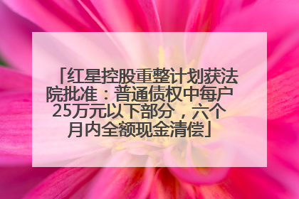 红星控股重整计划获法院批准：普通债权中每户25万元以下部分，六个月内全额现金清偿