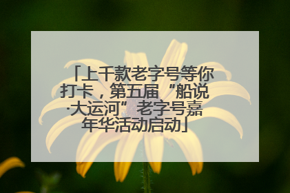 上千款老字号等你打卡，第五届“船说·大运河”老字号嘉年华活动启动