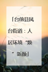 台前县凤台街道：人居环境“焕”新颜