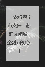 农行海宁市支行：潮涌文明城 金融润初心