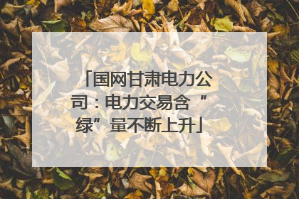 国网甘肃电力公司：电力交易含“绿”量不断上升