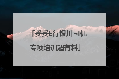 妥妥E行银川司机专项培训超有料