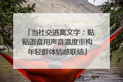 当社交逃离文字：贴贴语音用声音温度重构年轻群体情感联结