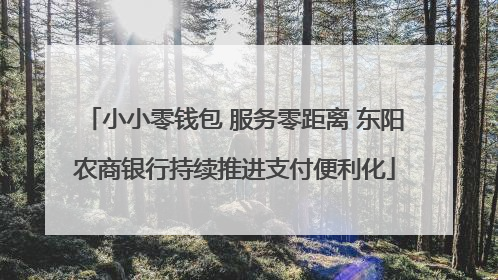 小小零钱包 服务零距离 东阳农商银行持续推进支付便利化