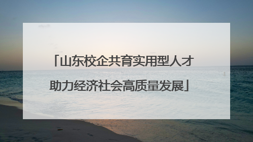 山东校企共育实用型人才 助力经济社会高质量发展