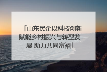 山东民企以科技创新赋能乡村振兴与转型发展 助力共同富裕