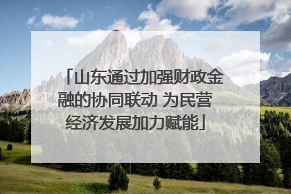 山东通过加强财政金融的协同联动 为民营经济发展加力赋能