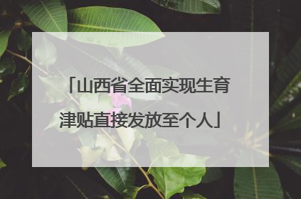 山西省全面实现生育津贴直接发放至个人