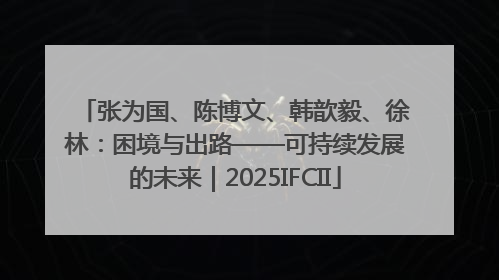 张为国、陈博文、韩歆毅、徐林：困境与出路——可持续发展的未来｜2025IFCII