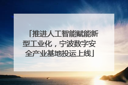 推进人工智能赋能新型工业化，宁波数字安全产业基地投运上线