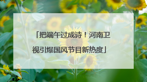 把端午过成诗！河南卫视引爆国风节目新热度