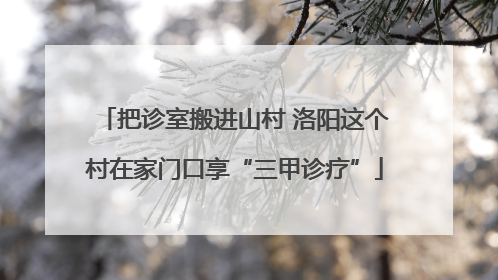 把诊室搬进山村 洛阳这个村在家门口享“三甲诊疗”