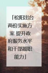 松阳出台两份实施方案 提升政府服务水平和干部履职能力