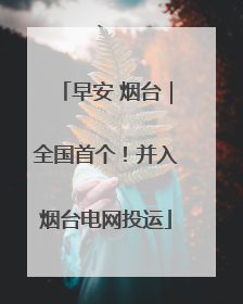早安 烟台｜全国首个！并入烟台电网投运