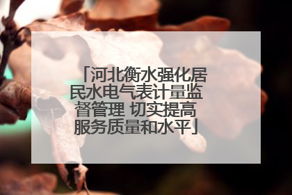 河北衡水强化居民水电气表计量监督管理 切实提高服务质量和水平