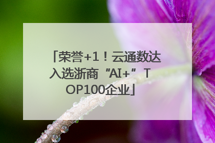 荣誉+1！云通数达入选浙商“AI+”TOP100企业