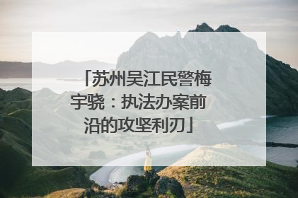 苏州吴江民警梅宇骁：执法办案前沿的攻坚利刃