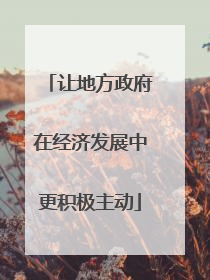 让地方政府在经济发展中更积极主动