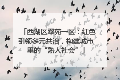西湖区翠苑一区：红色引领多元共治，构建城市里的“熟人社会”