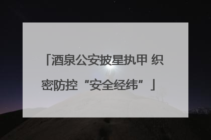 酒泉公安披星执甲 织密防控“安全经纬”