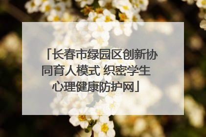 长春市绿园区创新协同育人模式 织密学生心理健康防护网