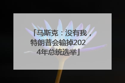 马斯克：没有我，特朗普会输掉2024年总统选举