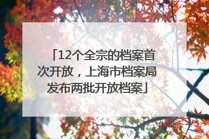 12个全宗的档案首次开放，上海市档案局发布两批开放档案