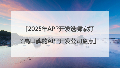 2025年APP开发选哪家好？高口碑的APP开发公司盘点